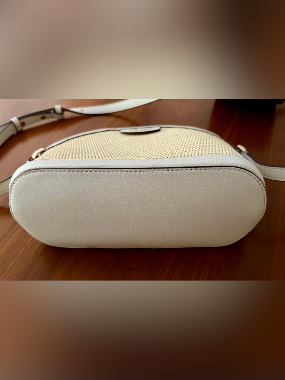 kate spade Straw and White Crossbody Bag with Black Trim - Picture 5 of 9